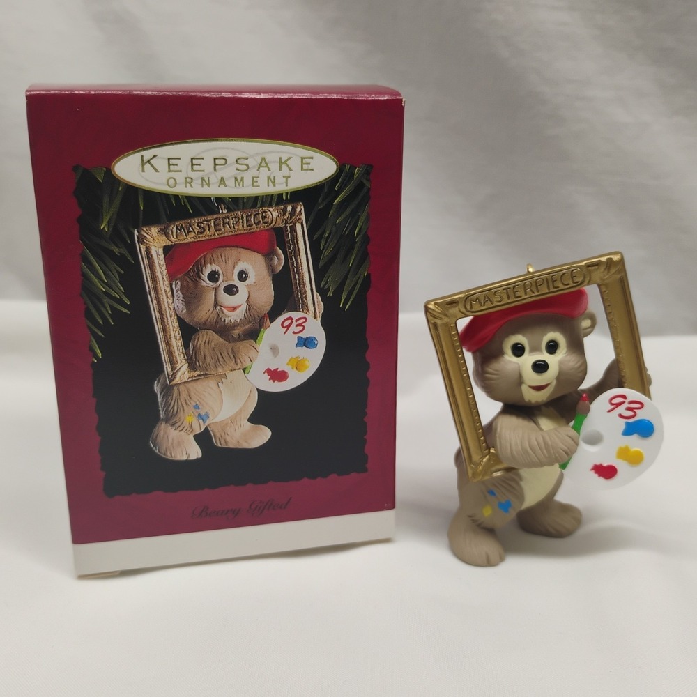 1993 Hallmark Keepsake Ornament Beary Gifted Artist Painter Art Teddy Bear